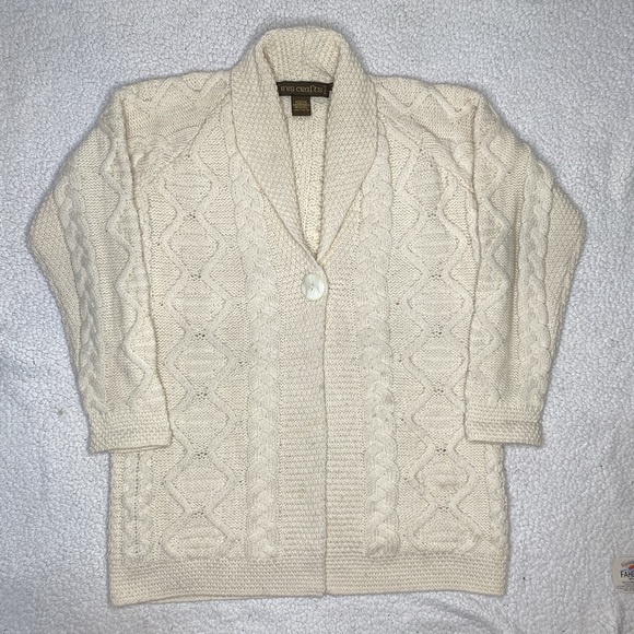 Inis Crafts Sweaters - Inis Craft Merino Wool Cable Knit Cardigan: Size Medium